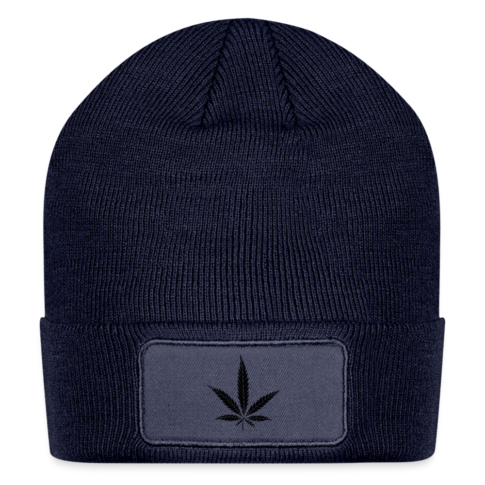 Leaf Patch Beanie - navy