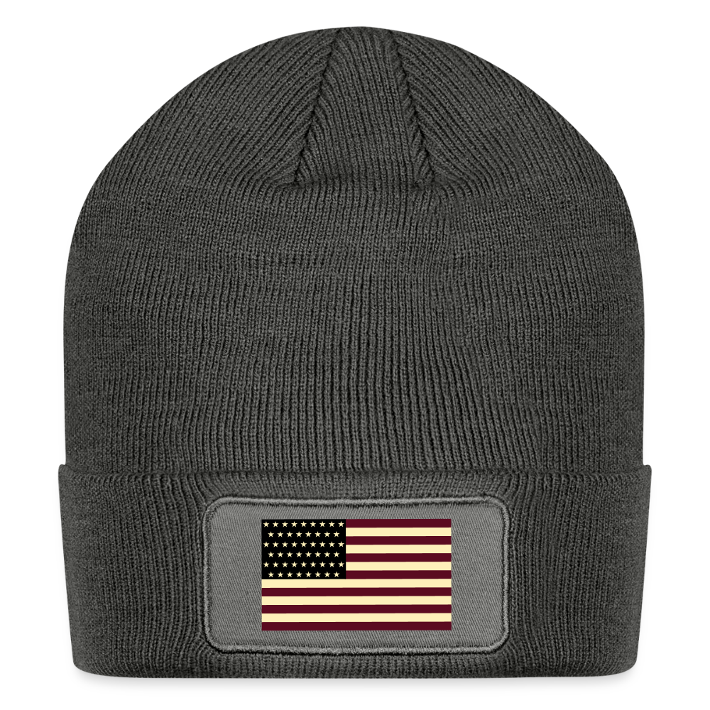 Patch Beanie - charcoal grey