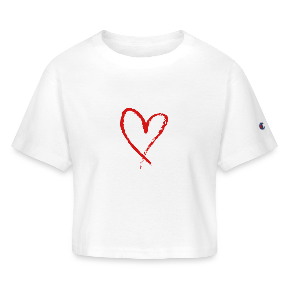 Champion Women’s Cropped T-Shirt Heart - white