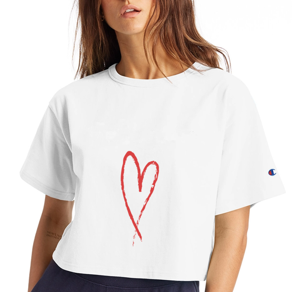 Champion Women’s Cropped T-Shirt Heart - white