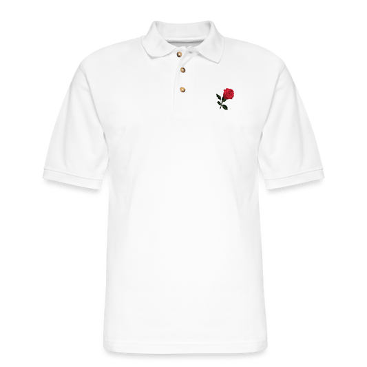 Men's Pique Polo Shirt Rose - white