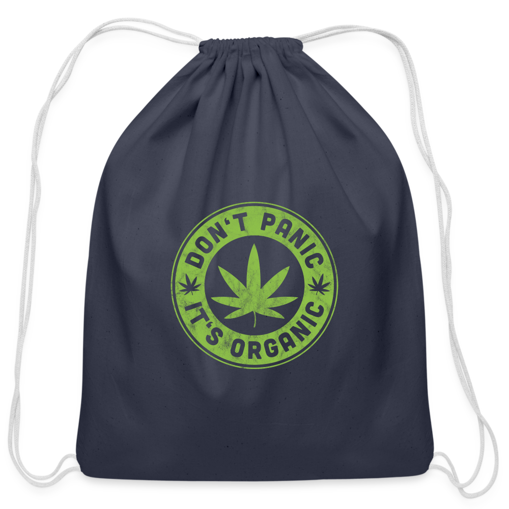 Cotton Drawstring Bag- Don't Panic It's Organic - navy