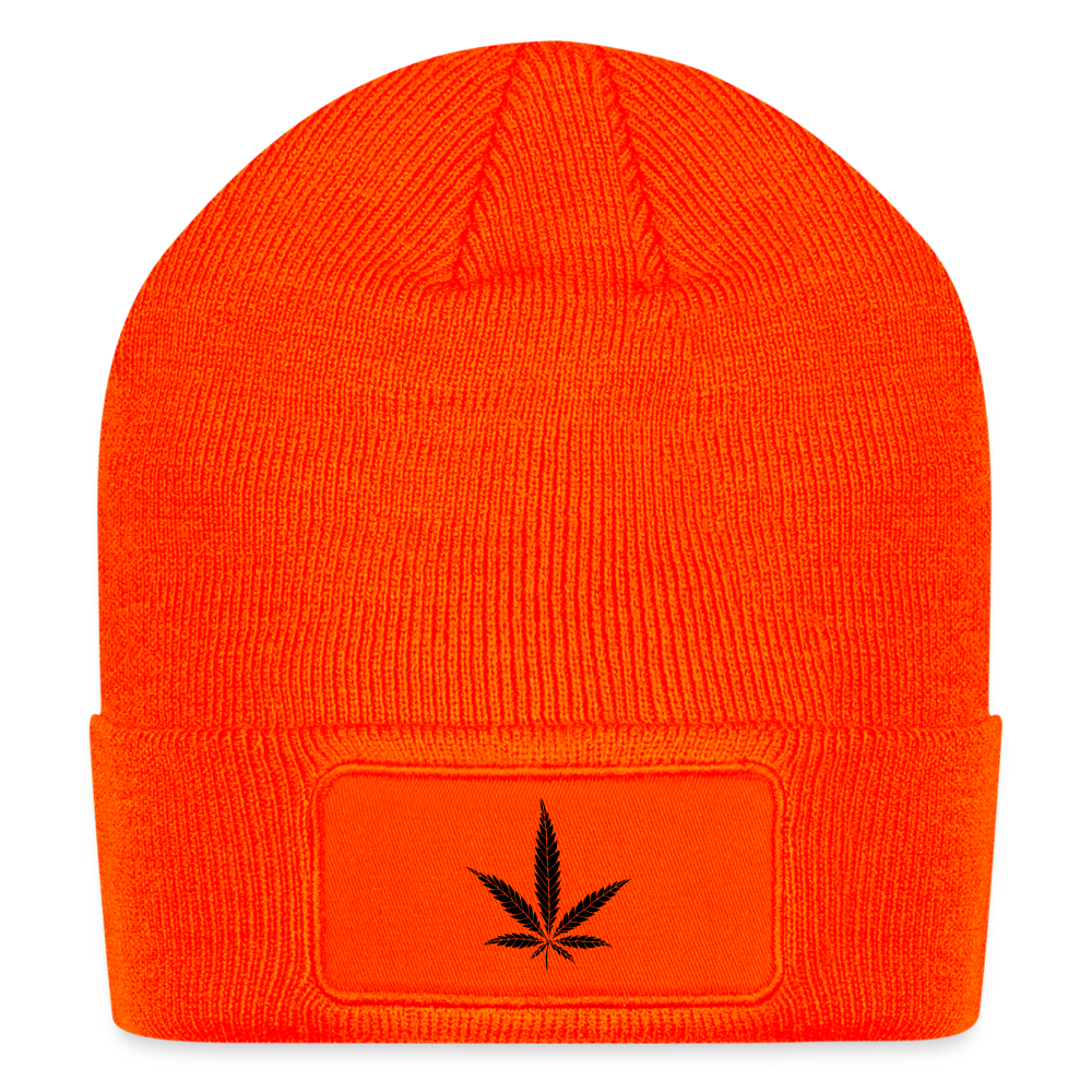 Leaf Patch Beanie - neon orange