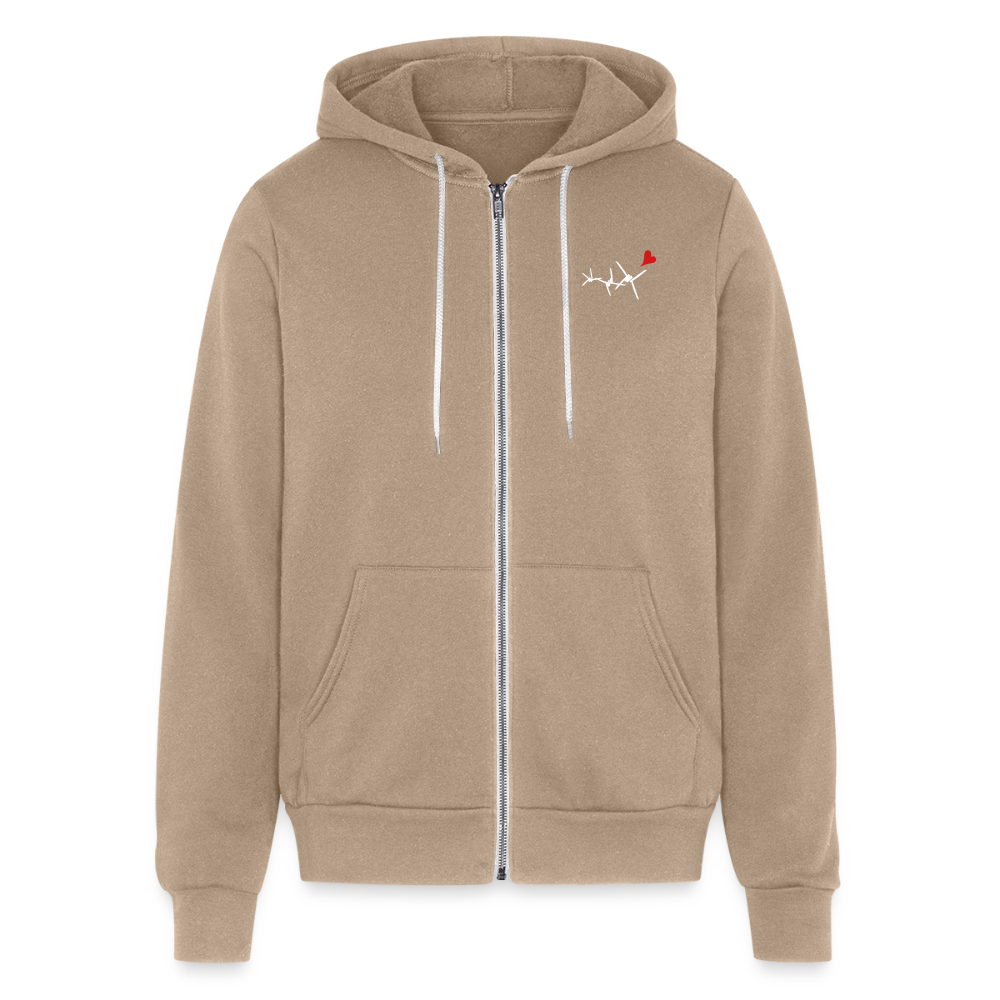 Bella + Canvas Unisex Full Zip Hoodie - tan